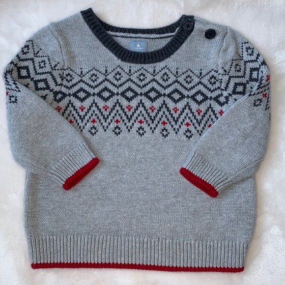 GAP Other - Boys Baby Gap Gray Red Sweater EUC 12-18 mos